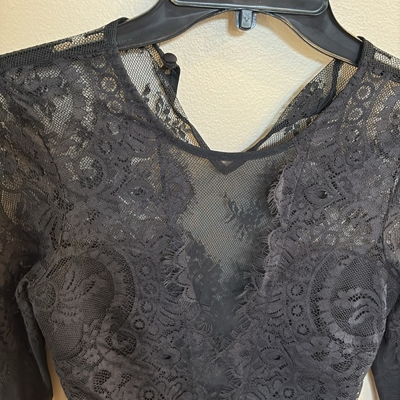 H&M Black Lace mesh sheer bodysuit Chemise ELEGENT sexy cocktail party size 2 - Picture 8 of 16